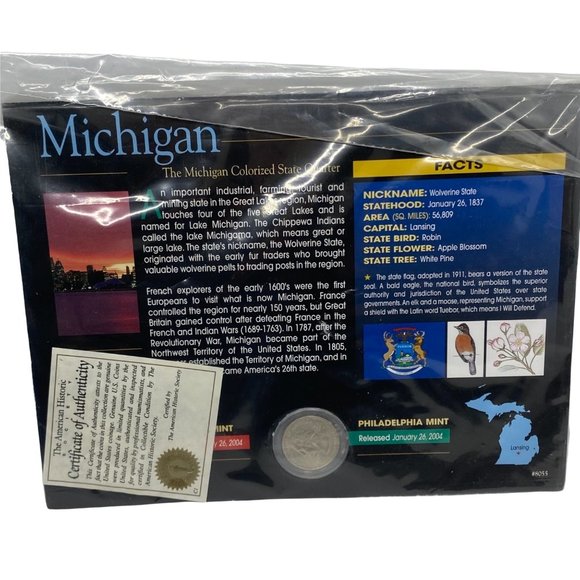 Colorized State Quarter NEW Philadelphia & Denver Mint - Michigan - Picture 2 of 2
